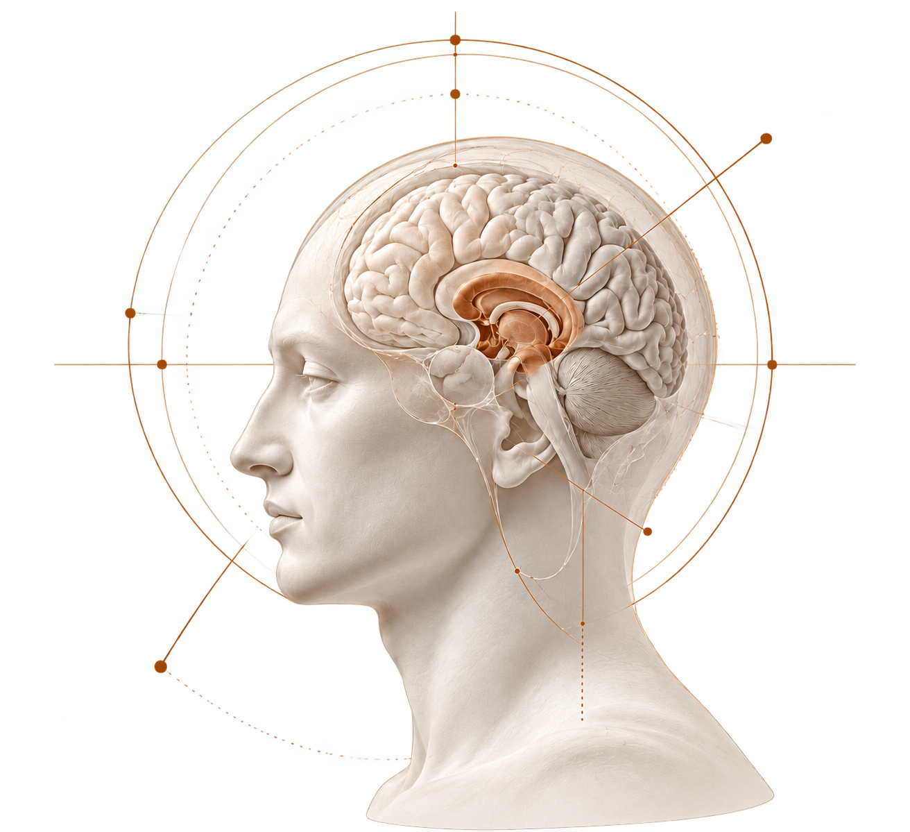 Beyin ve sinir sisteminin anatomik illüstrasyonu